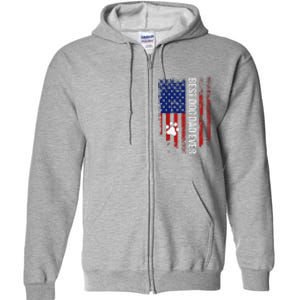 Usa Flag Best Dog Dad Ever American Fathers Day Dog Dad Paw Full Zip Hoodie