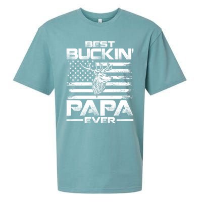 Usa Flag Best Buckin Papa Ever Deer Hunting Gift Sueded Cloud Jersey T-Shirt