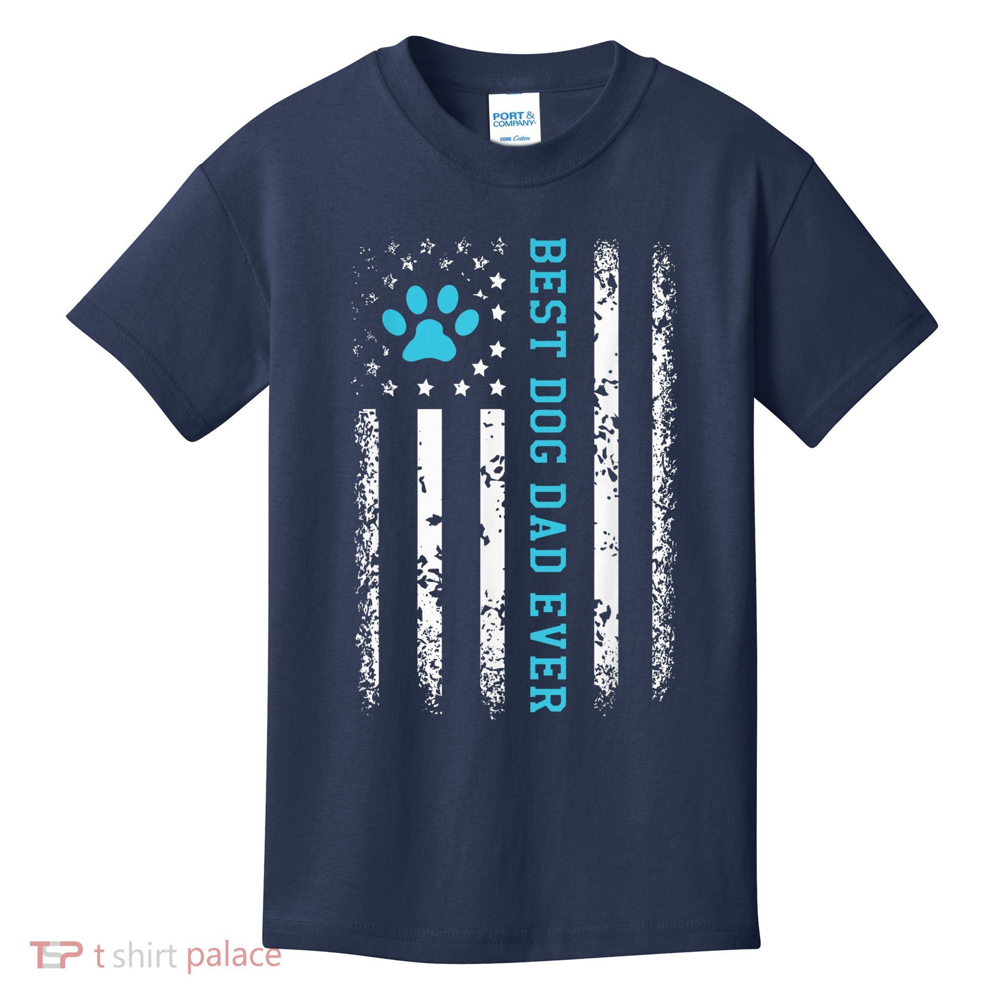 Usa Flag Best Dog Dad Ever American Puppy Lover Paw Fur Dad Dog Fathers Day Kids T-Shirt