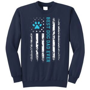 Usa Flag Best Dog Dad Ever American Puppy Lover Paw Sweatshirt