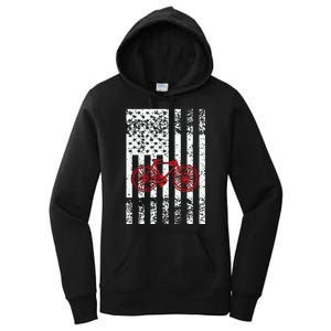 USA Flag Bicycle American 4th Of July Women's Pullover Hoodie