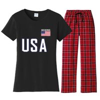 USA Flag Boxing Cool Boxer Training Equipment Women's Flannel Pajama Set