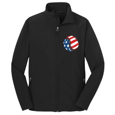 USA Flag Baseball Ball Sport Lover Gifts Idea Unisex Core Soft Shell Jacket