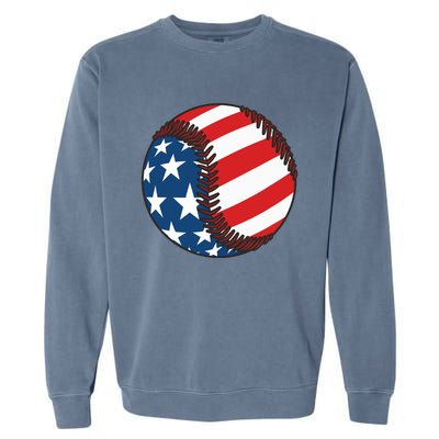 USA Flag Baseball Ball Sport Lover Gifts Idea Unisex Garment-Dyed Sweatshirt