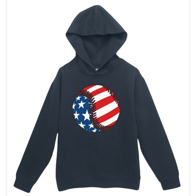 USA Flag Baseball Ball Sport Lover Gifts Idea Unisex Urban Pullover Hoodie