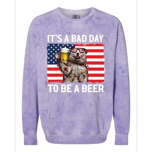 Us Flag Bear Drinking To Be A Beer Colorblast Crewneck Sweatshirt