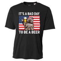 Us Flag Bear Drinking To Be A Beer Cooling Performance Crew T-Shirt