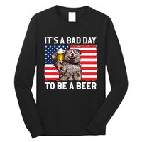 Us Flag Bear Drinking To Be A Beer Long Sleeve Shirt