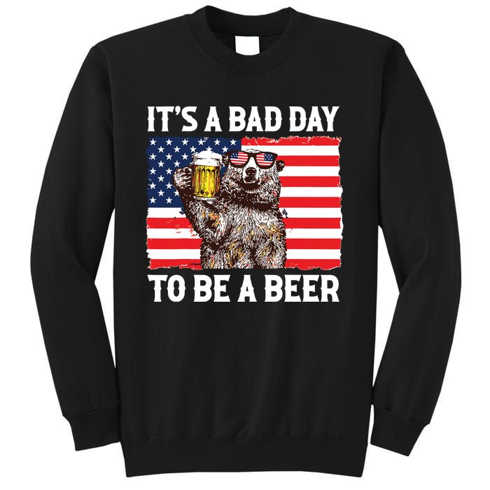 Us Flag Bear Drinking To Be A Beer Sweatshirt