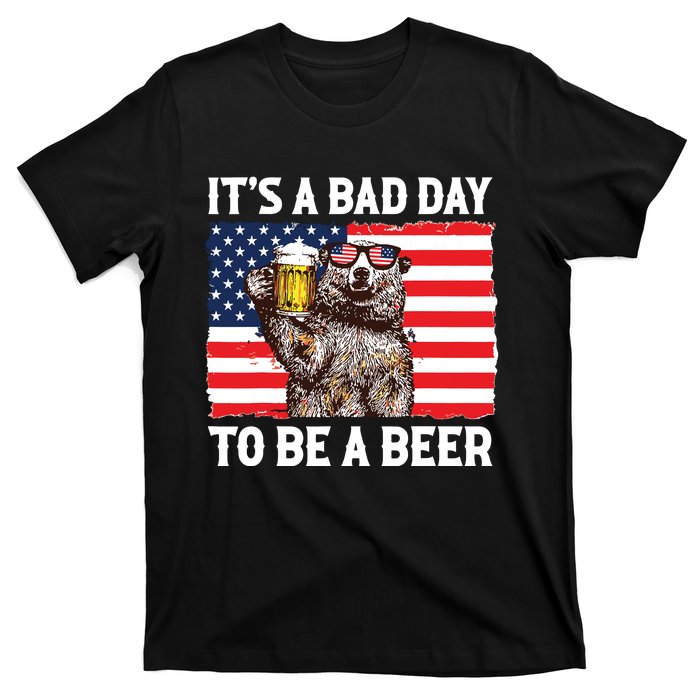 Us Flag Bear Drinking To Be A Beer T-Shirt