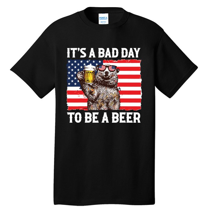 Us Flag Bear Drinking To Be A Beer Tall T-Shirt