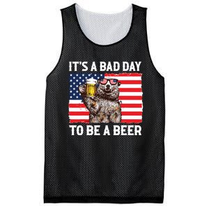 Us Flag Bear Drinking To Be A Beer Mesh Reversible Basketball Jersey Tank