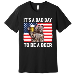 Us Flag Bear Drinking To Be A Beer Premium T-Shirt