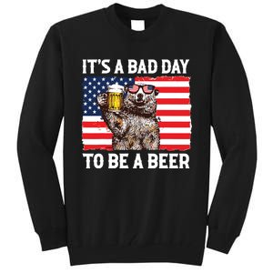 Us Flag Bear Drinking To Be A Beer Tall Sweatshirt