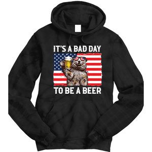 Us Flag Bear Drinking To Be A Beer Tie Dye Hoodie