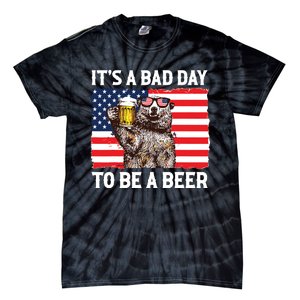 Us Flag Bear Drinking To Be A Beer Tie-Dye T-Shirt