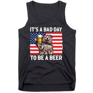 Us Flag Bear Drinking To Be A Beer Tank Top