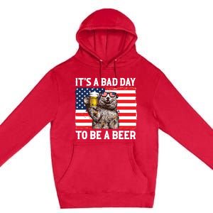 Us Flag Bear Drinking To Be A Beer Premium Pullover Hoodie