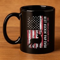 Usa Flag Best Buckin Pap Ever Deer Hunting FatherS Day 11oz C Handle Ceramic Mug