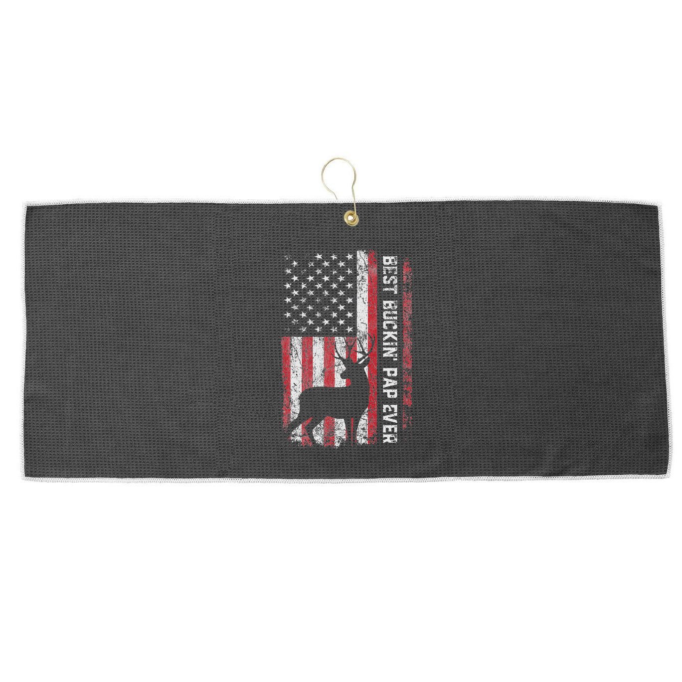 Usa Flag Best Buckin Pap Ever Deer Hunting FatherS Day Large Microfiber Waffle Golf Towel