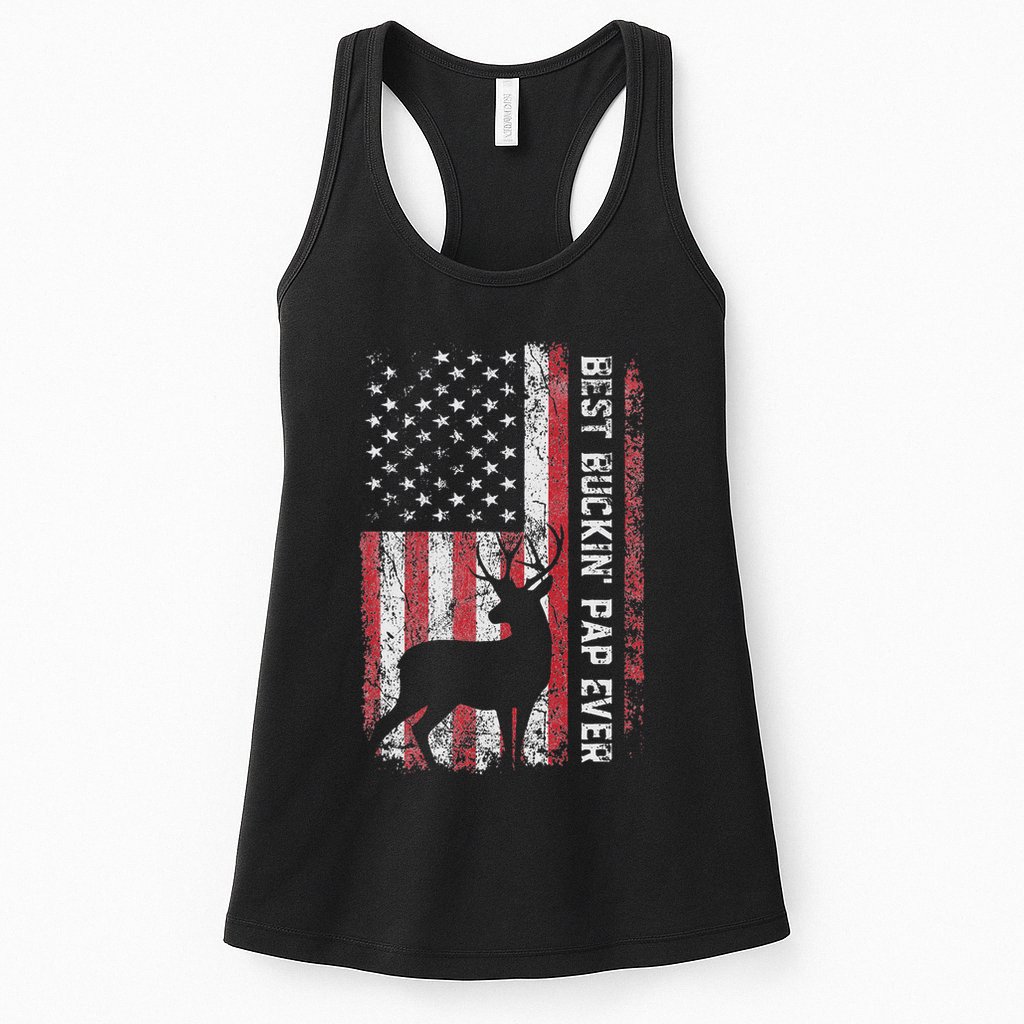 Usa Flag Best Buckin Pap Ever Deer Hunting FatherS Day Womens Tank Top
