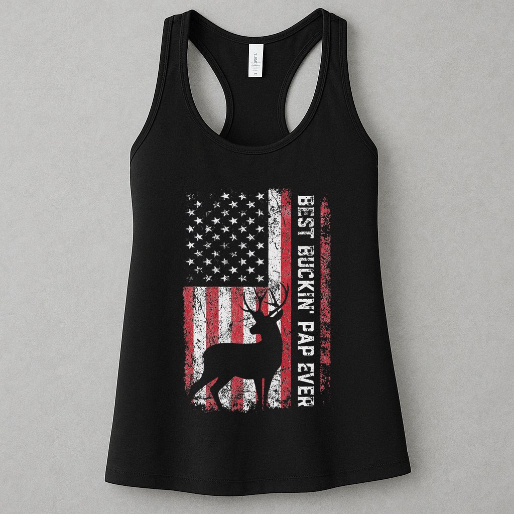 Usa Flag Best Buckin Pap Ever Deer Hunting FatherS Day Womens Tank Top