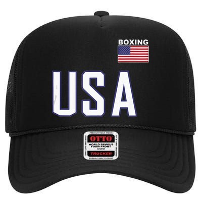 USA Flag Boxing Cool Boxer Training Equipment Men Women High Crown Mesh Back Trucker Hat