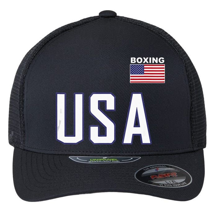 USA Flag Boxing Cool Boxer Training Equipment Men Women Flexfit Unipanel Trucker Cap