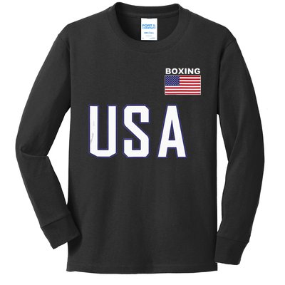 USA Flag Boxing Cool Boxer Training Equipment Men Women Kids Long Sleeve Shirt