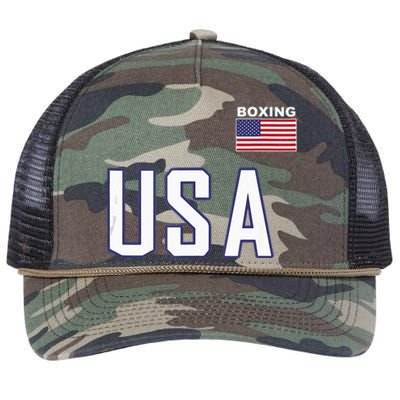 USA Flag Boxing Cool Boxer Training Equipment Men Women Retro Rope Trucker Hat Cap