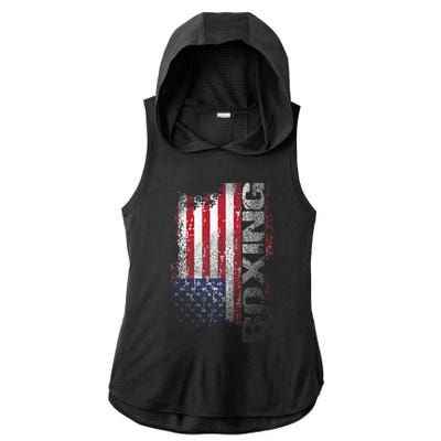 USA Flag Boxing  Boxer Gift Ladies PosiCharge Tri-Blend Wicking Draft Hoodie Tank