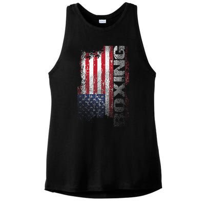 USA Flag Boxing  Boxer Gift Ladies PosiCharge Tri-Blend Wicking Tank