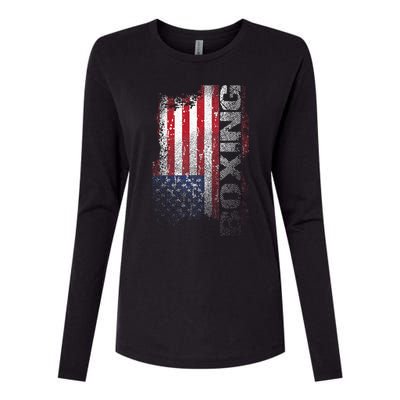 USA Flag Boxing  Boxer Gift Womens Cotton Relaxed Long Sleeve T-Shirt