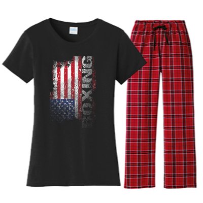 USA Flag Boxing  Boxer Gift Women's Flannel Pajama Set