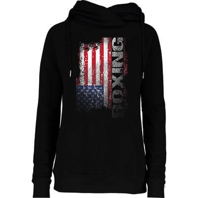 USA Flag Boxing  Boxer Gift Womens Funnel Neck Pullover Hood