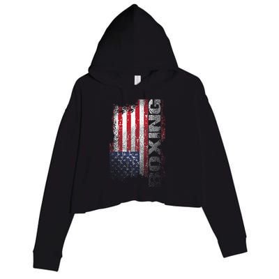 USA Flag Boxing  Boxer Gift Crop Fleece Hoodie