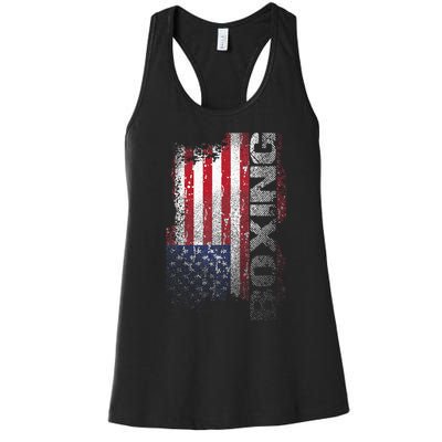 USA Flag Boxing  Boxer Gift Women's Racerback Tank