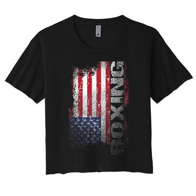 USA Flag Boxing  Boxer Gift Women's Crop Top Tee