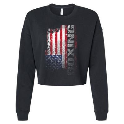 USA Flag Boxing  Boxer Gift Cropped Pullover Crew