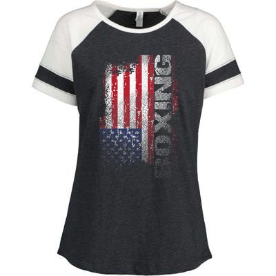 USA Flag Boxing  Boxer Gift Enza Ladies Jersey Colorblock Tee