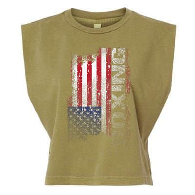 USA Flag Boxing  Boxer Gift Garment-Dyed Women's Muscle Tee