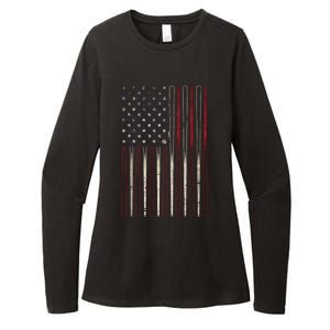 Us Flag Billiard Stick 4th Of July Patriotic Pool Player Gift Womens CVC Long Sleeve Shirt