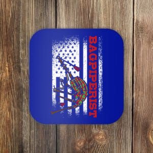 Us Flag Bagpiperist Gift Coaster