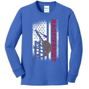 Us Flag Bagpiperist Gift Kids Long Sleeve Shirt