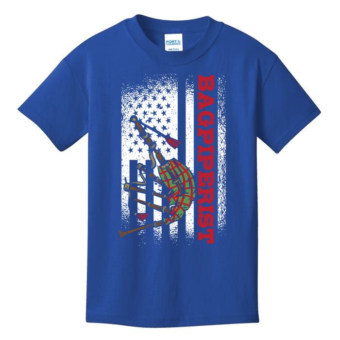 Us Flag Bagpiperist Gift Kids T-Shirt