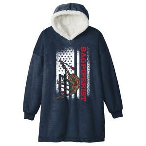 Us Flag Bagpiperist Gift Hooded Wearable Blanket