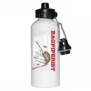 Us Flag Bagpiperist Gift Aluminum Water Bottle