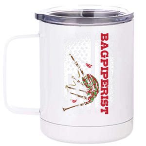 Us Flag Bagpiperist Gift 12 oz Stainless Steel Tumbler Cup