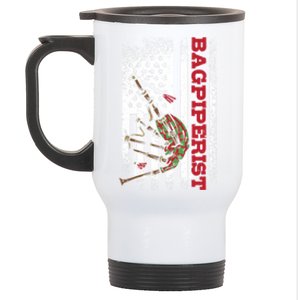 Us Flag Bagpiperist Gift Stainless Steel Travel Mug