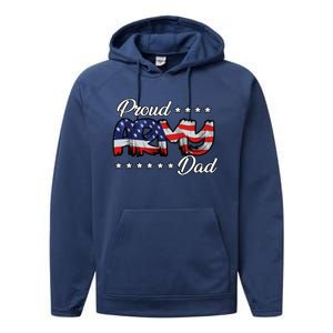 Us Flag Bold Proud Army Dad Gift Performance Fleece Hoodie